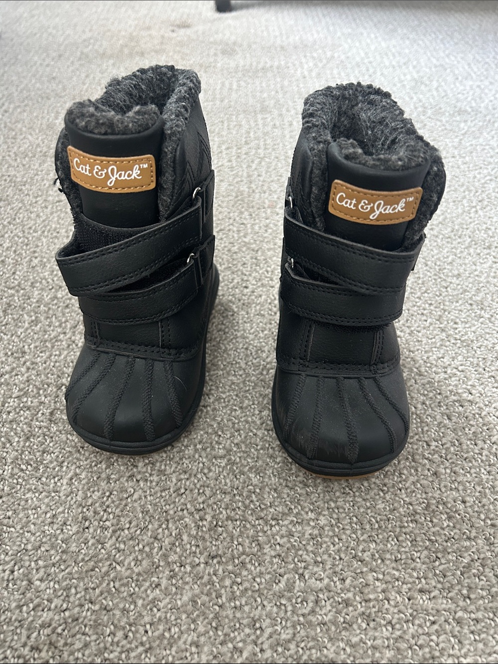 Cat & Jack Black Kids' Insulated Faux-Fur Lined Winter Boots